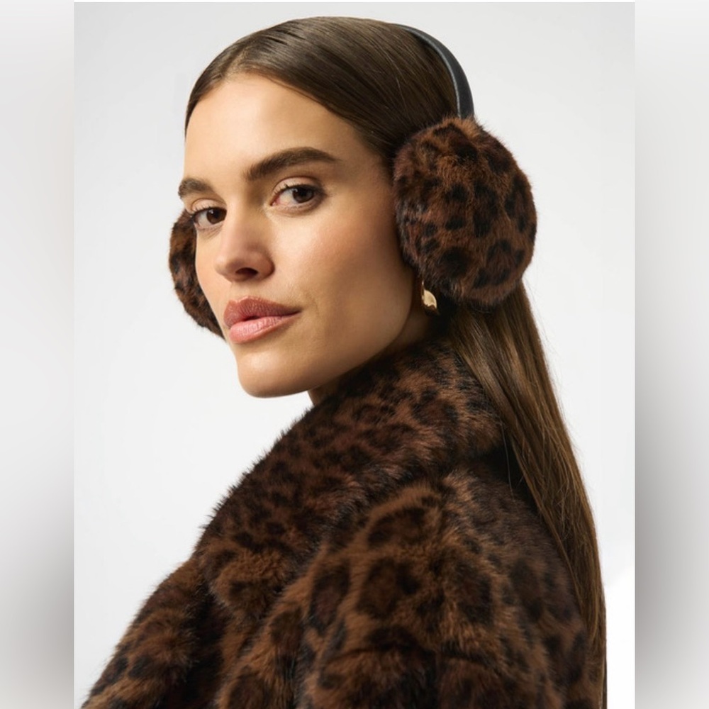 NWT Joseph Ribkoff Leopard Print Faux Fur Earmuffs